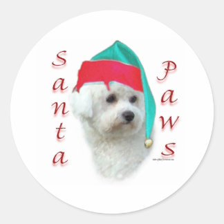 Bichon Frise Santa Tassar Runt Klistermärke