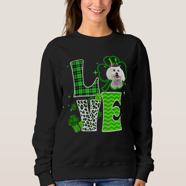 Bichon Frise Shamrock Lucky C Irish St Patricks Da T Shirt (Framsida)