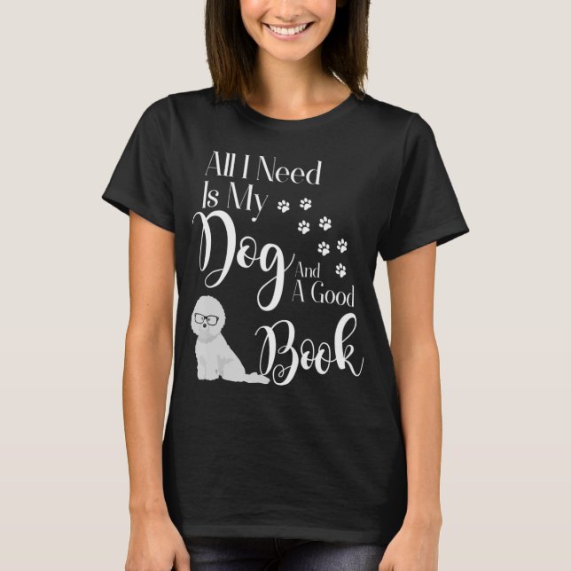 Bichon Frise Shirt Reading Bok Hund älskare T Shirt (Framsida)