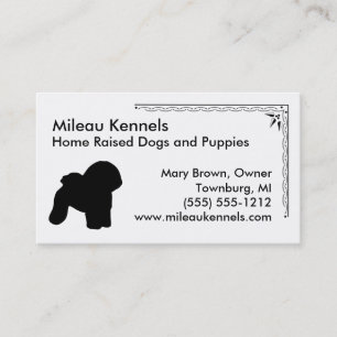Bichon Frise Silhouette Black and White Visitkort
