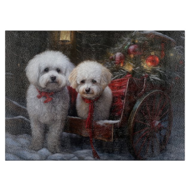 Bichon Frise Snöig släde juldekoration (Framsidan)