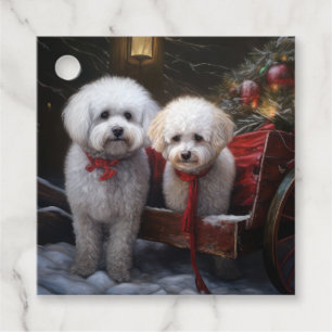 Bichon Frise Snöig Släde Juldekoration Gåvor Etiketter