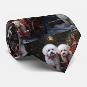 Bichon Frise Snöig släde juldekoration Slips