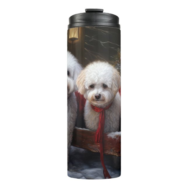 Bichon Frise Snowy Sleigh-juldekretet (Framsida)