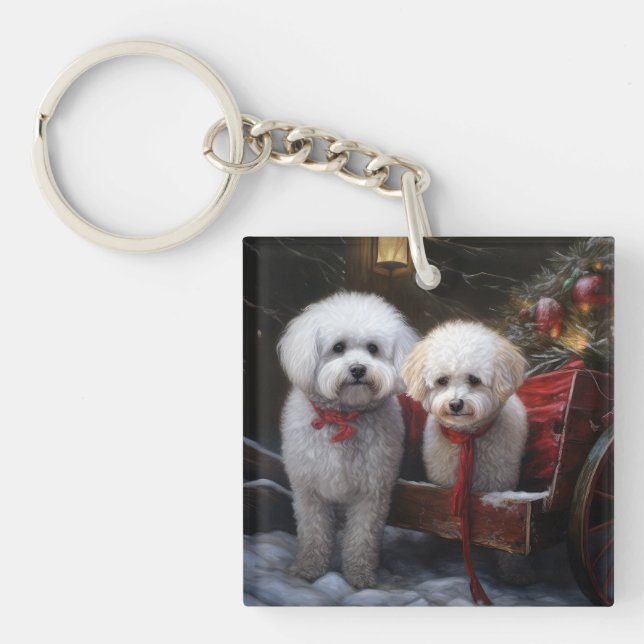 Bichon Frise Snowy Sleigh-juldekretet (Framsidan)