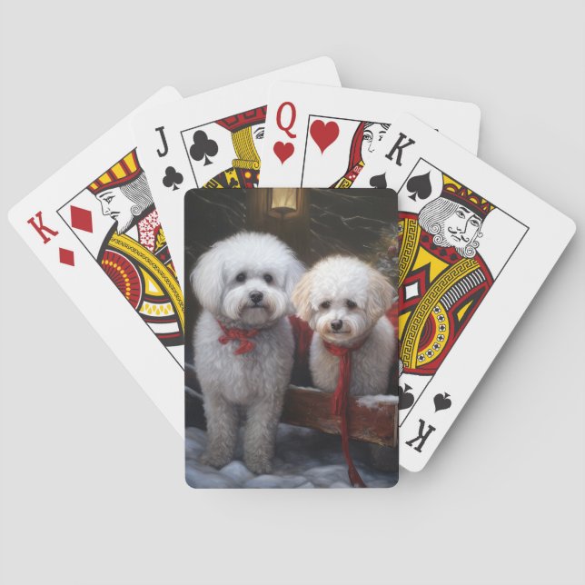 Bichon Frise Snowy Sleigh-juldekretet Casinokort (Baksidan)