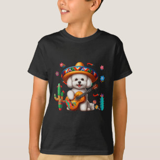 Bichon Frise Sombrero Mexican Guitar Cinco De Mayo T Shirt