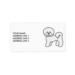 Bichon Frise Söt Serietecknad Hund Och Anpassad Te Adressetikett