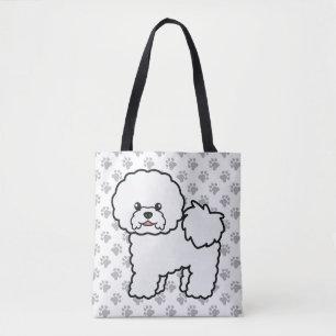 Bichon Frise Söt Serieteckning Hund & Tass Tygkasse