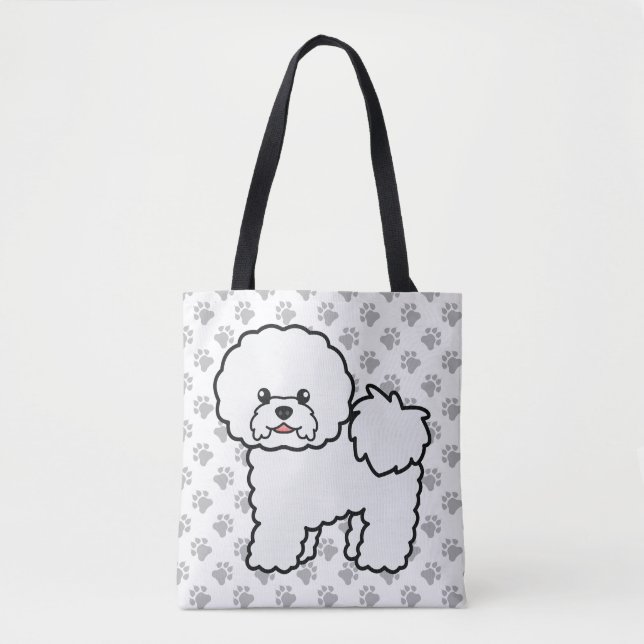 Bichon Frise Söt Serieteckning Hund & Tass Tygkasse (Framsida)