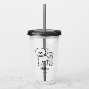 Bichon Frise Söt Tecknad Hund Med Anpassat Namn Take Away Mugg