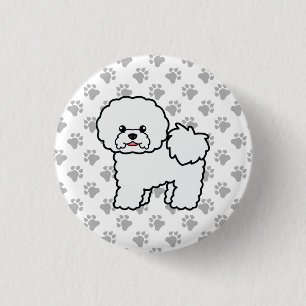 Bichon Frise Söt Tecknad Hund & Tassar Knapp