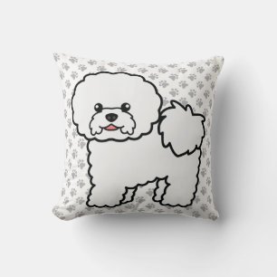 Bichon Frise Söt Tecknad Hund & Tassar Kudde