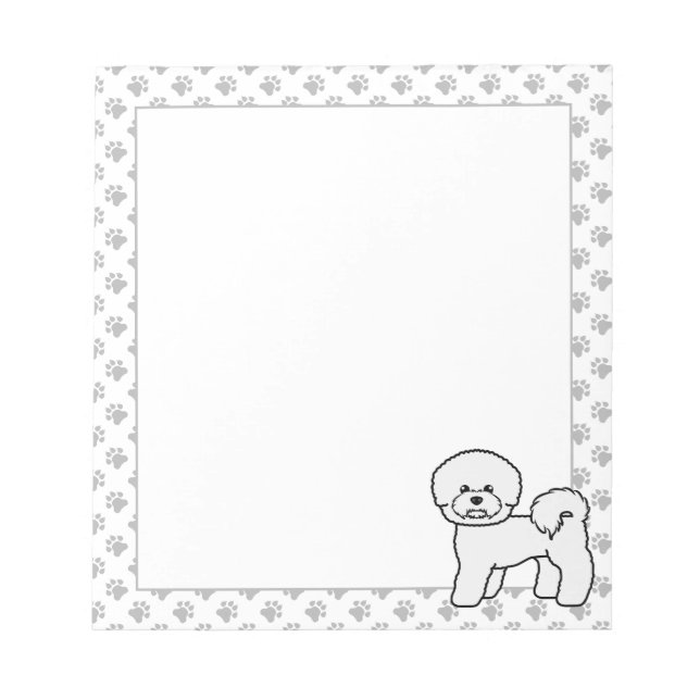 Bichon Frise Söt Tecknad Hundillustration Anteckningsblock (Framsida)