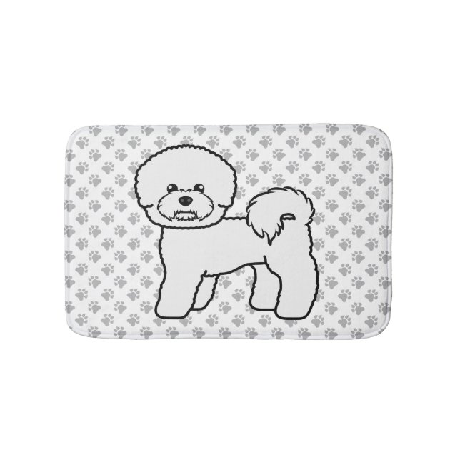 Bichon Frise Söt Tecknad Hundillustration Badrumsmatta (Framsidan)