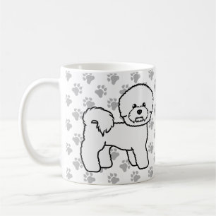 Bichon Frise Söt Tecknad Hundillustration Kaffemugg