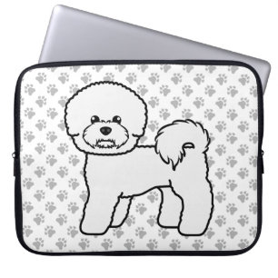 Bichon Frise Söt Tecknad Hundillustration Laptop Fodral