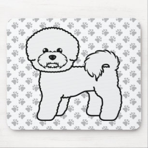 Bichon Frise Söt Tecknad Hundillustration Musmatta