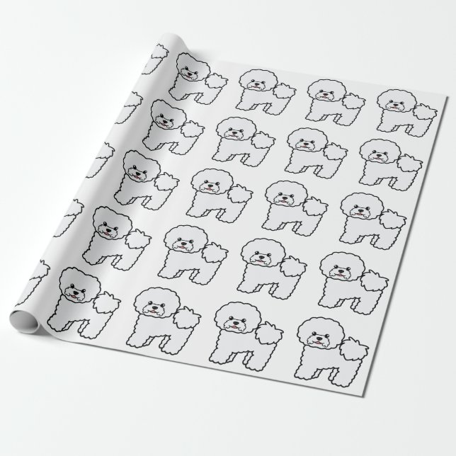 Bichon Frise Sött Tecknat Hundmönster Presentpapper (Utrullad)