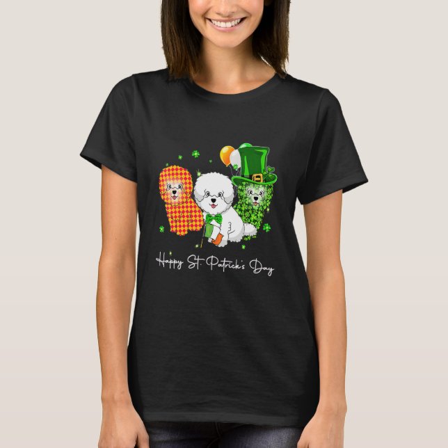 Bichon Frise St patricks day Boys Kids Girls Shamr T Shirt (Framsida)