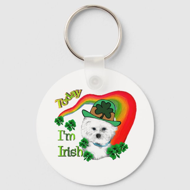 Bichon Frise St Patricks Nyckelring (Framsida)