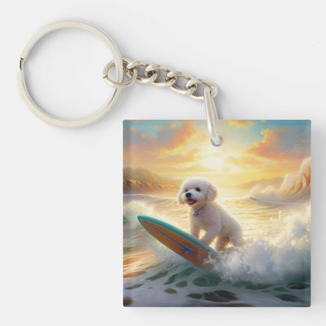 Bichon Frise Strand Surfing Målning (Framsidan)