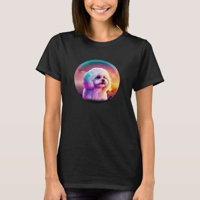 Bichon Frise Synthwave 80s Retrowave Aesthetic  1 T Shirt (Framsida)