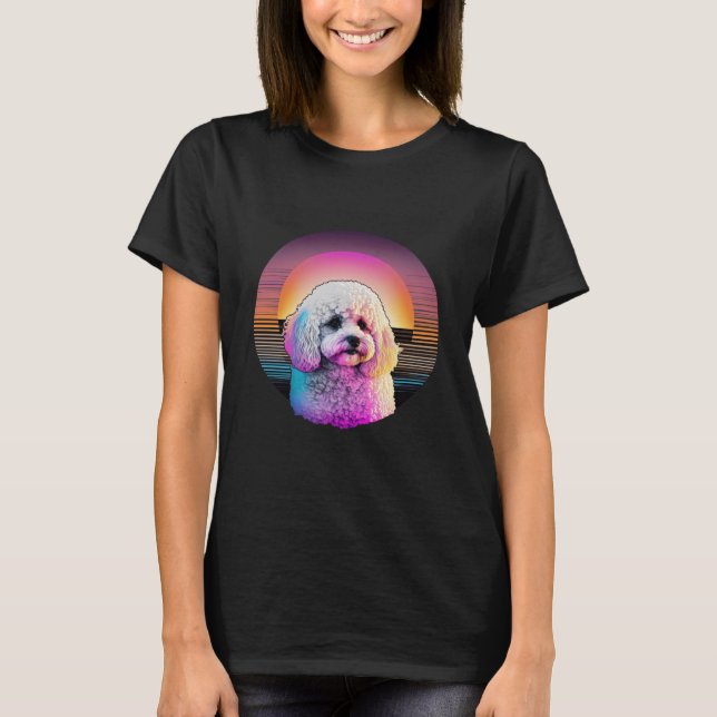 Bichon Frise Synthwave 80s Retrowave Aesthetic  2 T Shirt (Framsida)