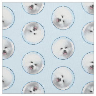 Bichon Frise Tenerife Painting White Cute Hund Art Tyg