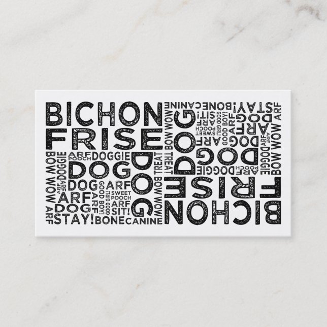 Bichon Frise Typography Visitkort (Framsida)
