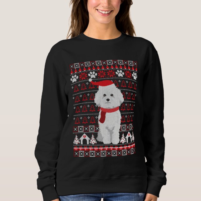 Bichon Frise Ugly jul Sweater Hund T Shirt (Framsida)