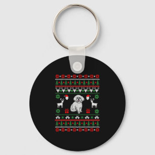 Bichon Frise Ugly jul Sweater Nyckelring