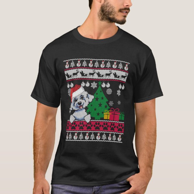 Bichon Frise Ugly Sweater Julafton Hund Gift for K T Shirt (Framsida)