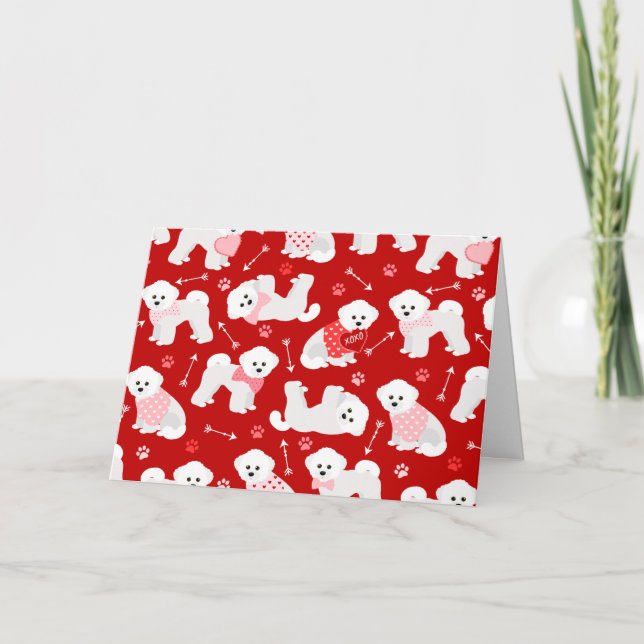 Bichon Frise Valentine Mönster Helgdag Card Helgkort (Framsida)