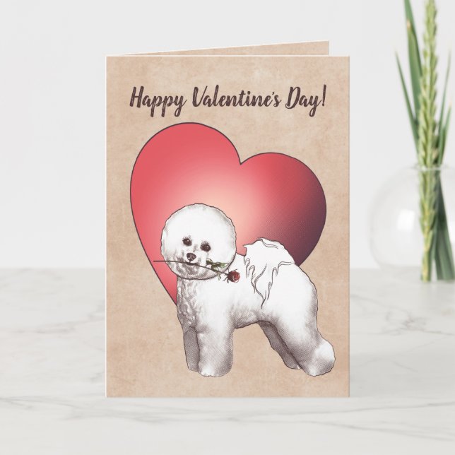 Bichon Frise Valentines Dag-kort Helgkort (Framsida)