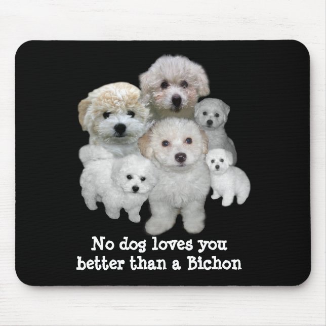 Bichon Frise valpar Mousepad Musmatta (Framsidan)