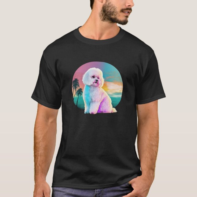 Bichon Frise Vaporwave Retrowave Aesthetic T Shirt (Framsida)