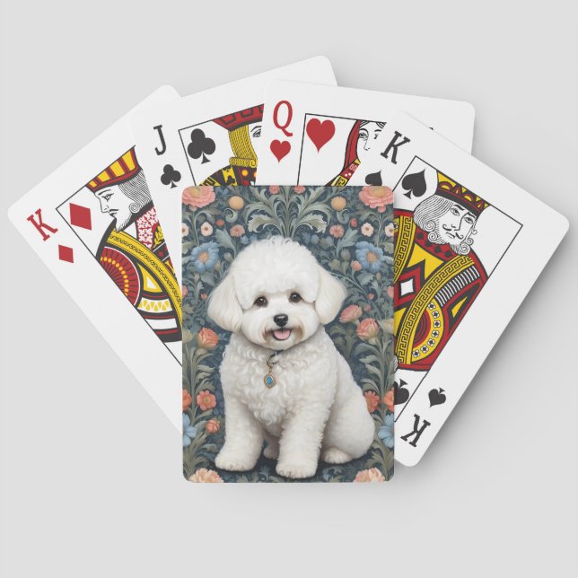 Bichon Frisé William Morris Inspired Blommigt Casinokort (Baksidan)
