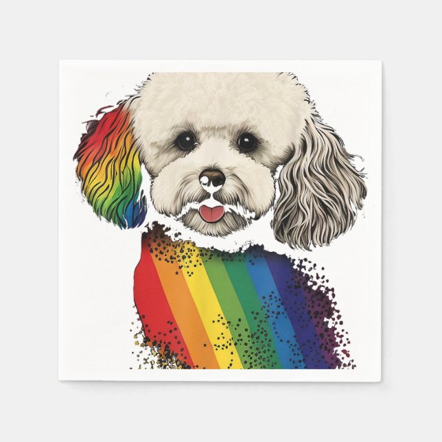 Bichon Gay pride Hund HBT Rainbow Flagga på Bichon Pappersservett (Framsidan)