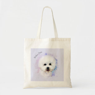 Bichon hänger lös den Frise illustrerade totot ( Tygkasse