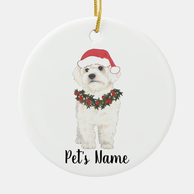 Bichon Havanese Maltese Ceramic jul Julgransprydnad Keramik (Framsidan)