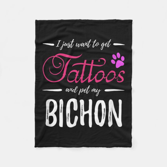 Bichon Hund älskare Tattoo Rolig hund Mamma Gift I Fleecefilt (Framsidan)
