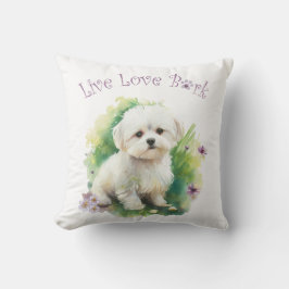Bichon Hundmamma Blommig Kudde