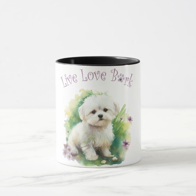 Bichon Hundmamma Blommig Mugg (Center)