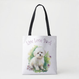 Bichon Hundmamma Blommig Tygkasse