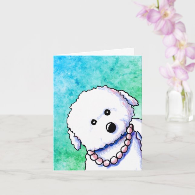 Bichon i pärlanteckningskort kort (Orkide)