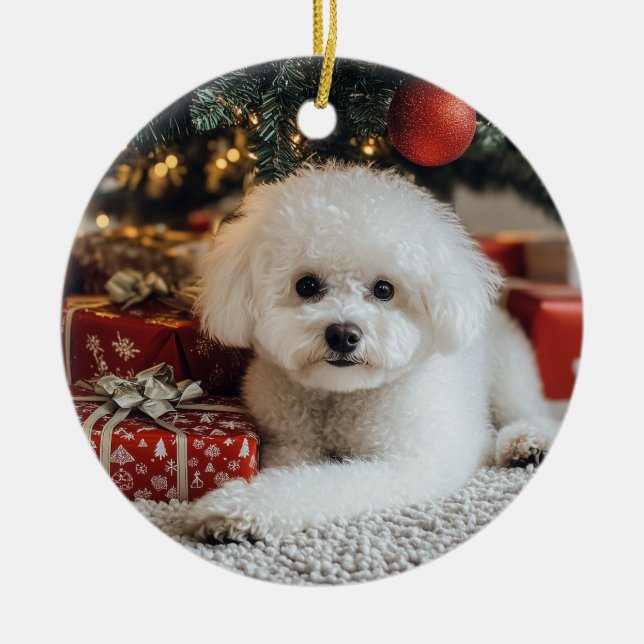 Bichon-jul Julgransprydnad Keramik (Framsidan)