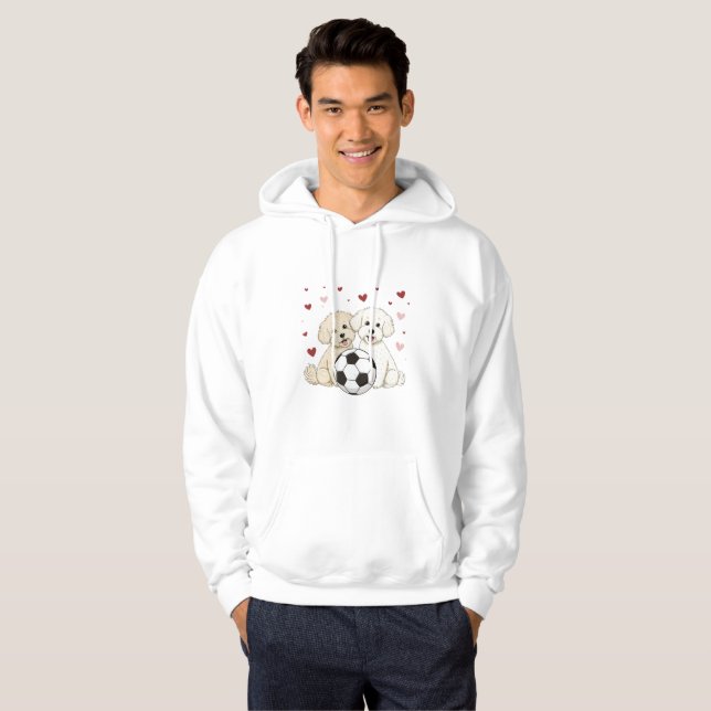 Bichón Maltés with soccer ball for Valentine's Day Hoodie (Hel framsida)