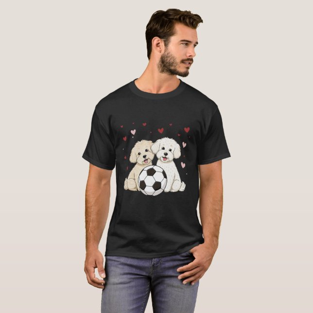 Bichón Maltés with soccer ball for Valentine's Day T Shirt (Hel framsida)