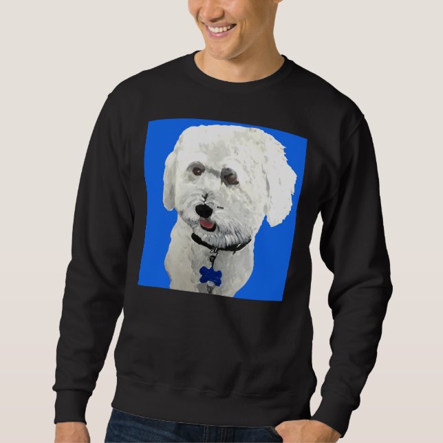 Bichon Pudel Blue Lång Ärmad Tröja (Framsida)